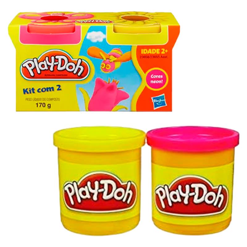 MASSA DE MODELAR PLAY-DOH 2 POTE 23658 23655 ROSA AMARELO
