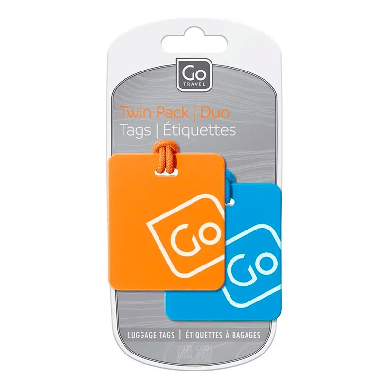 ETIQUETAS DE BAGAGEM GO TRAVEL LUGGAGE TAGS TWIN PACK AZUL E LARANJA 152,301