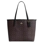 BOLSA DE OMBRO FEMININA COACH SIGNATURE CITY TOTE CV976 WALNUT/BLACK