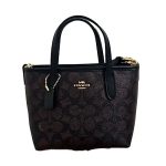 BOLSA DE MAO FEMININA COACH CITY MINI TOTE SIGNATURE CANVAS CW032 WALNUT/BLACK