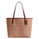 BOLSA DE OMBRO FEMININA COACH SIGNATURE CITY TOTE CV976 TAN/BROWN