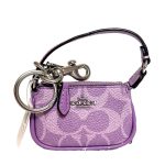 CHAVEIRO FEMININO COACH MINI BOLSA CANVAS CX067 ROXO/TAUPE