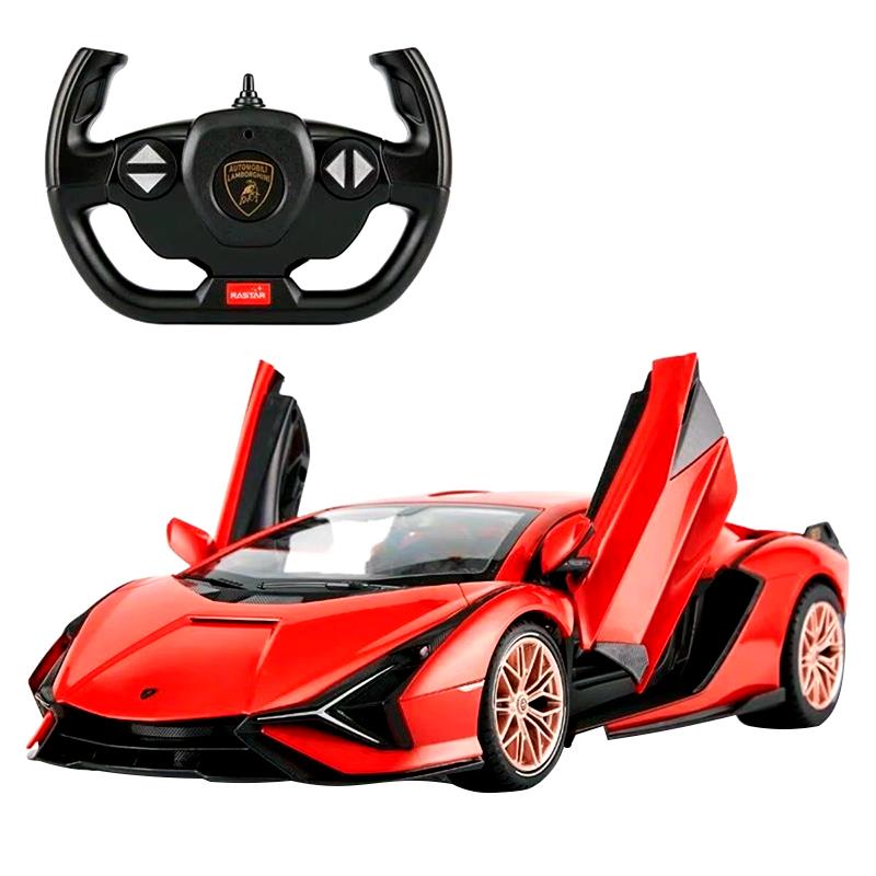 CARRO RASTAR MOTOR ELETRICO AUTOMODELO LAMBORGHINI SIAN RC 114 97700 2.4GHZ VERMELHO