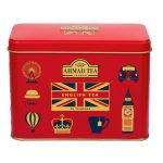 CHA PRETO AHMAD ALU EG ICONS CADDY RED, CLASSICO CHA ENGLISH BREAKFAST 20 SACHES 40G