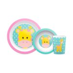 KIT REFEICAO BUBA PRATO, BOWL E COPO 250ML 10736 ANIMAL FUN GIRAFA MELANCIA