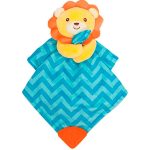 NANINHA BUBA COM MORDEDOR PARA BEBE LEAOZINHO ANIMAL FUN 11948 AMARELO LARANJA AZUL