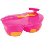 KIT REFEICAO BUBA PRATO COM TAMPA E COLHER 5805 COM DIVISORIA ROSA