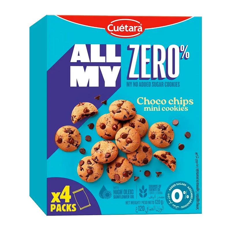 BISCOITOS MINI COOKIES CUETARA ALL MY 0% ACUCAR120G