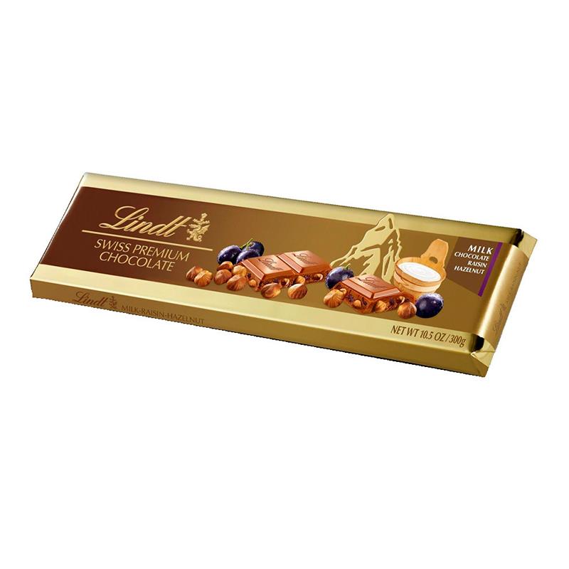 CHOCOLATE LINDT AO LEITE GOLD MILK RAISIN HAZELNULT 300G