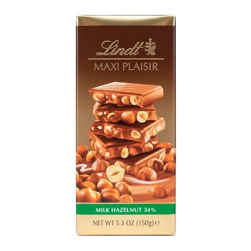 CHOCOLATE LINDT MAXI PLAISIR MILK HAZELNUT 34% 150G