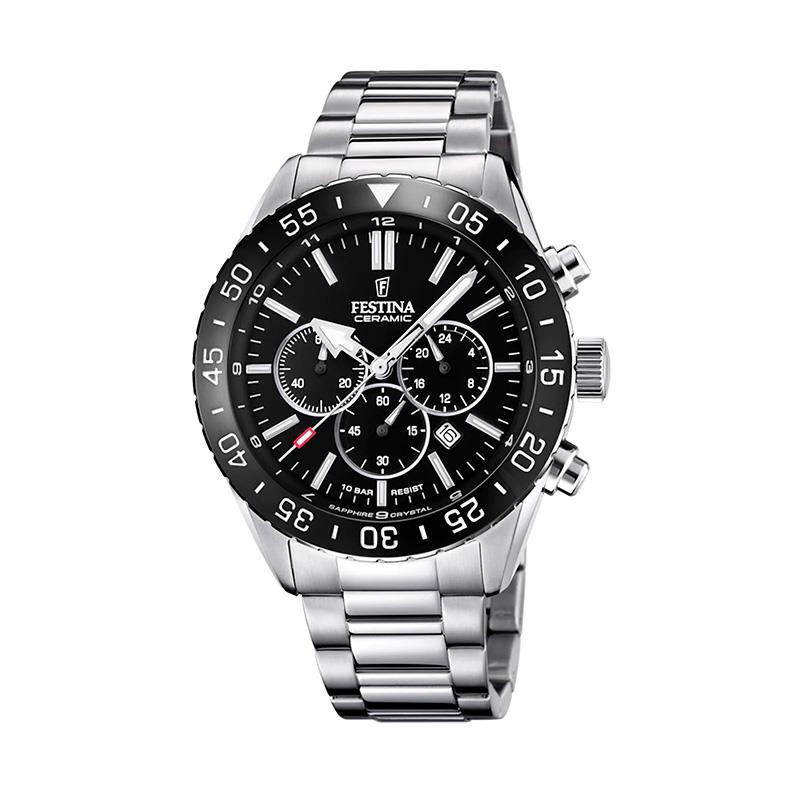 RELOGIO  FESTINA MASC F20575 3 PRATA PRETO