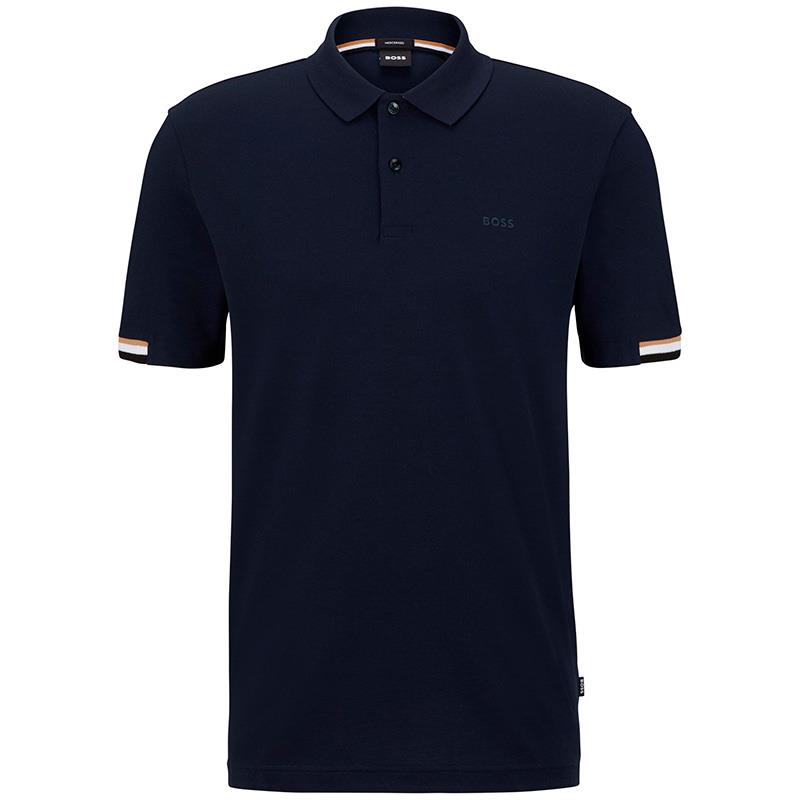 CAMISA POLO MASCULINO ADULTO MANGA CURTA COR AZUL ESCURO 50467113 TECIDO MALHARIA RETILINEO/SEM FORRO MATERIAL100%ALGODAO TAMANHO M MARCA HUGO BOSS