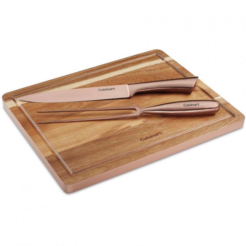 KIT TABUA DE MADEIRA ACACIA PARA CHURRASCO CUISINART OURO ROSA C77SSCS