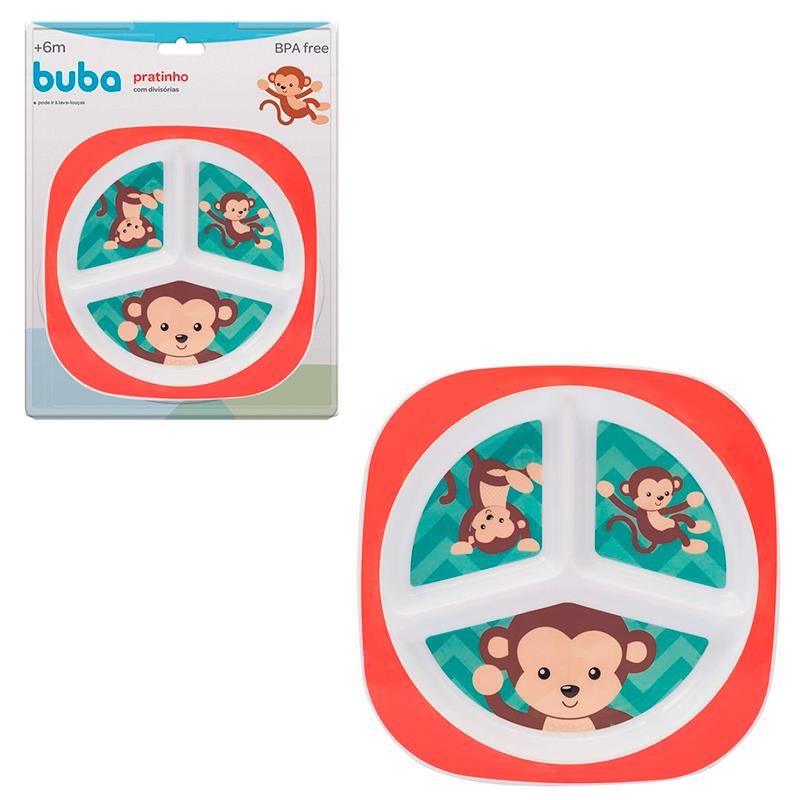 PRATINHO BUBA COM DIVISORIAS 10702 ANIMAL FUN MACAQUINHO