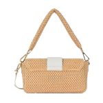 BOLSA FEMININA DE OMBRO LANCASTER OSIER VIME NATURAL 518031 BEIGE BRANCO