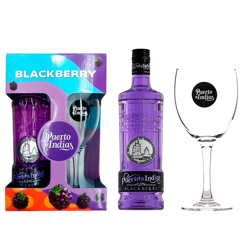 KIT GIN PUERTO DE INDIAS BLACKBERRY + TACA 700ML 37.5%