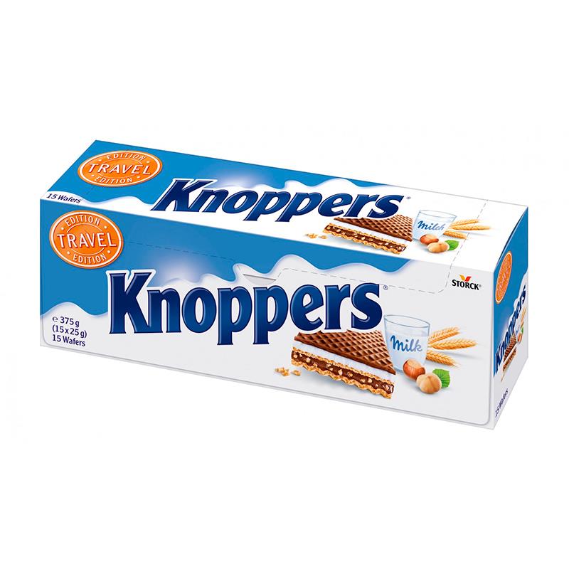 WAFER STORCK KNOPPERS CRISPY RECHEADO C/CREME DE LEITE E AVELA 375G