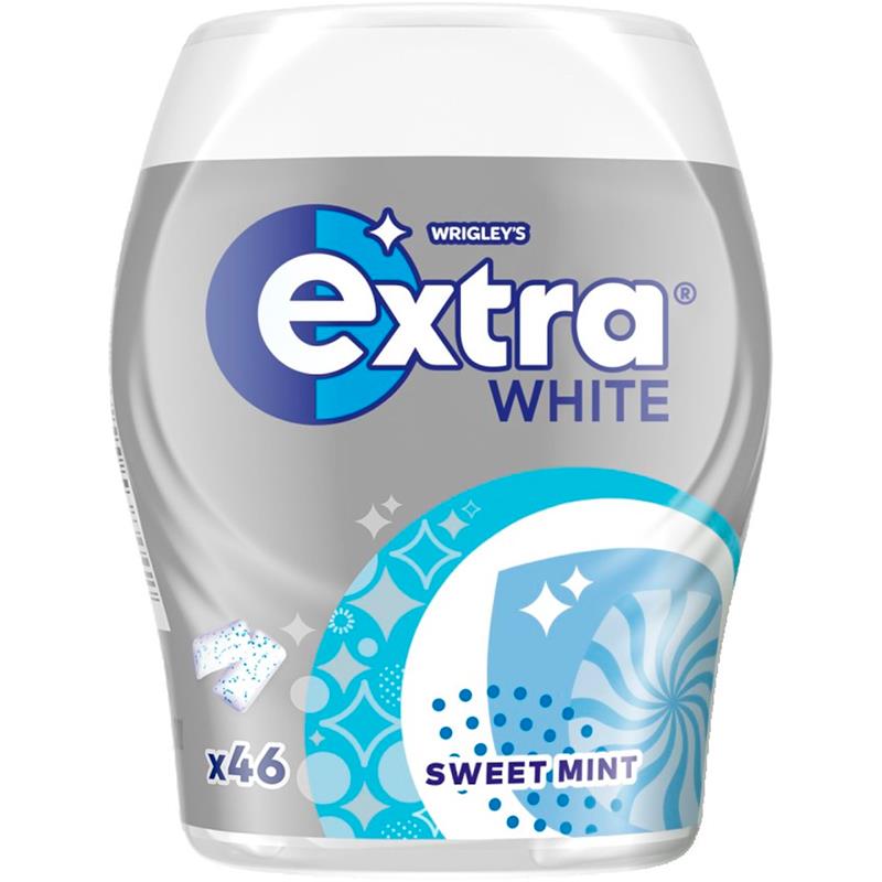 GOMAS DE MASCAR CHEWING GUM WRIGLEYS EXTRA WHITE SWEET MINT SUGAR FREE 46 PCS POTE 64G