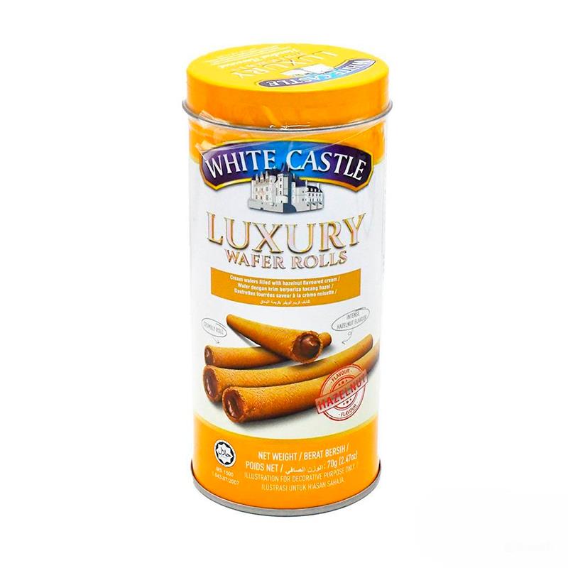 ROLINHOS WAFERS WHITE CASTLE C/RECHEIO CREME CHOCOLATE AVELA LUXURY 100G