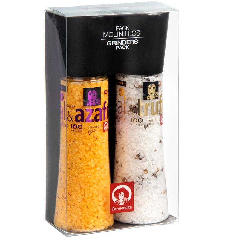 KIT CARMENCITA SAL COM TRUFA + SAL COM ACAFRÃO COM MOEDOR 2UN 360G
