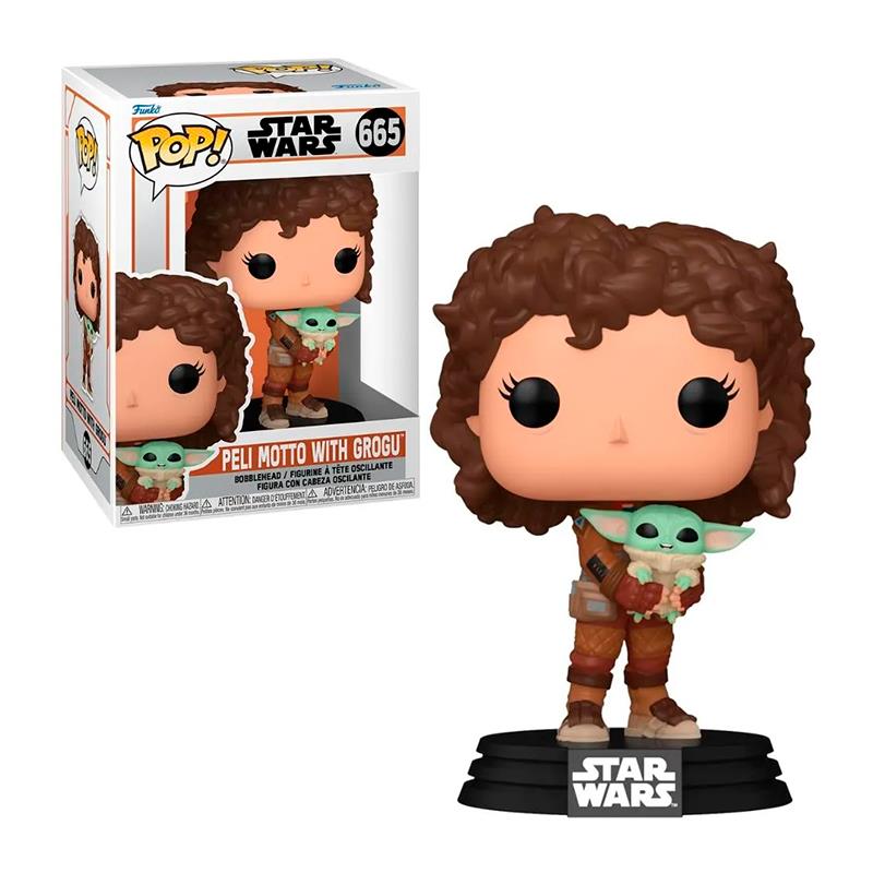 BONECO FUNKO COLECIONAVEL DE VINIL POP STAR WARS PELI MOTTO WITH GROGU 665