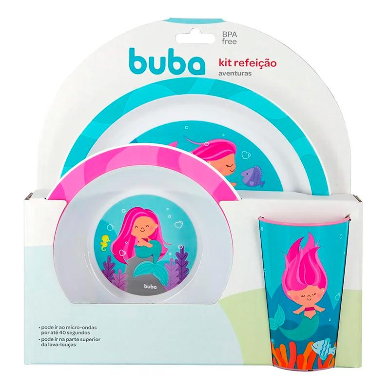 KIT REFEICAO BUBA AVENTURAS SEREIA PRATO 300ML, BOWL 300ML E COPO 250ML 15371