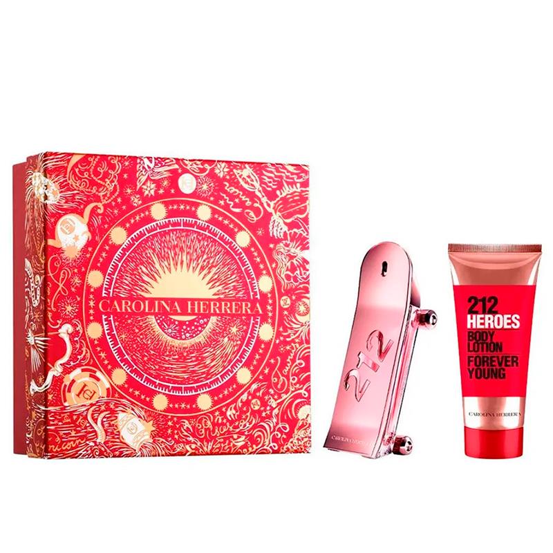 ESTOJO PERFUME CAROLINA HERRERA 212 HEROES HER EDP 80ML LOCAO CORPORAL 100ML