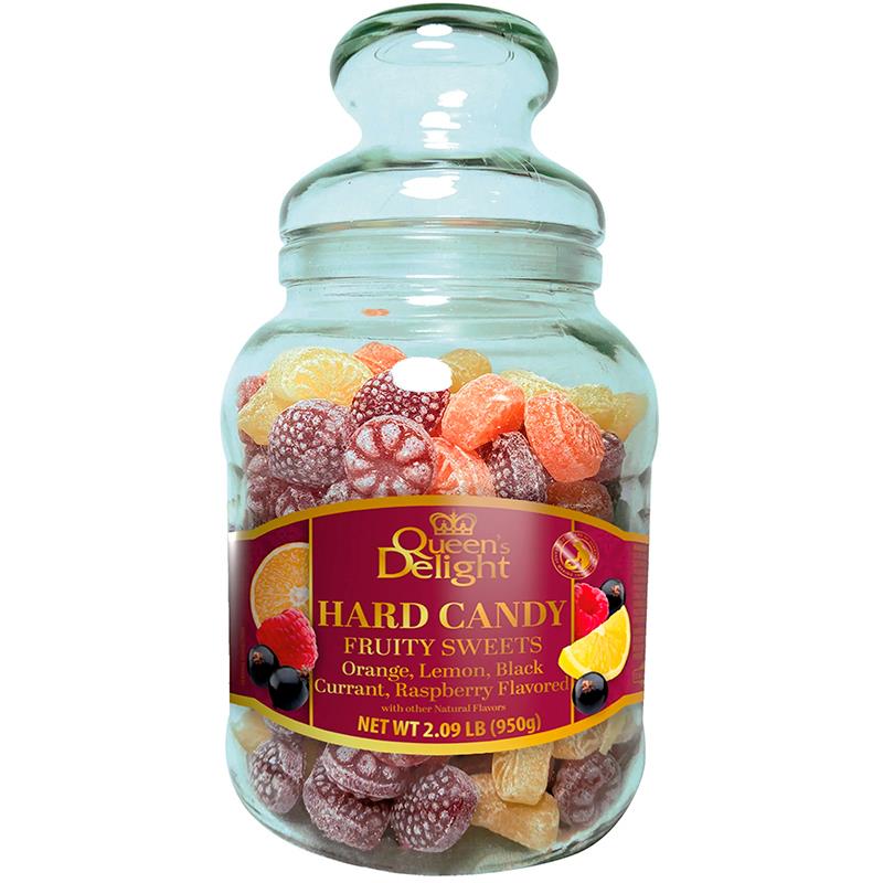 BALAS QUEENS DELIGHT FRUITY SWEET GLASS VIDRO 950G