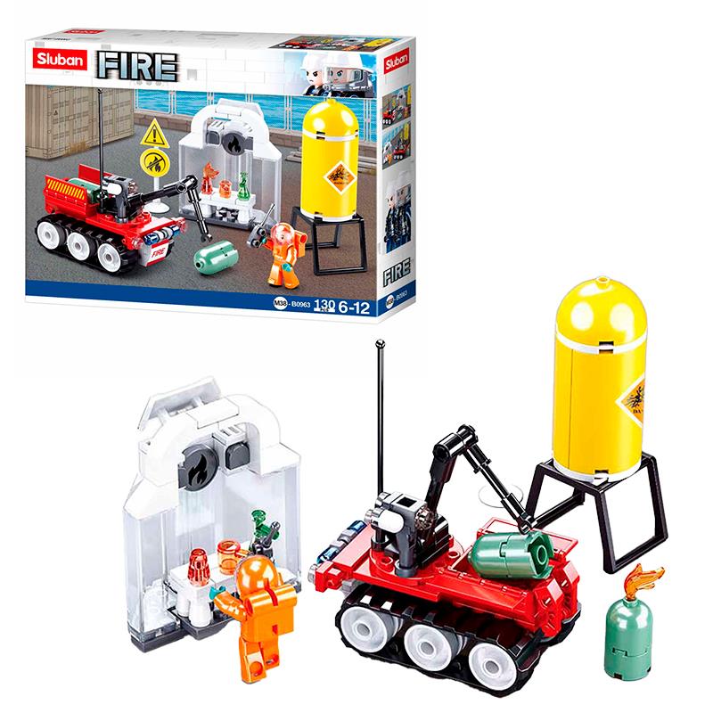 BLOCOS DE CONSTRUCAO SLUBAN PLASTICO MINI CAMINHAO DE BOMBEIROS M38B0963 130PCS