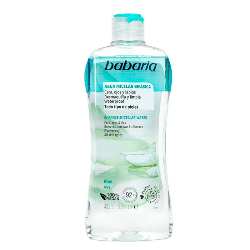 DEMAQUILANTE BABARIA AGUA MICELAR BIFASICA C/BABOSA 400ML