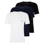 KIT CAMISETA MASCULINA HUGO BOSS ADULTO TSHIRT RN 3 UND CLASSIC MC BRANCO AZUL ESCURO E PRETO 10243514 01 TAM XL