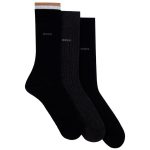 MEIAS MASCULINO HUGO BOSS ADULTO REGULAR SOCKS 3P RS FINE RIB CC 10261039 01 PRETO TAM 40/46