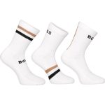 MEIAS MASCULINO HUGO BOSS ADULTO SHORT SOCKS 3PCS QS RIB STRIPE CC 10261053 01 BRANCO TAM 40/46