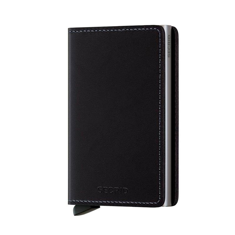 CARTEIRA SECRID MASCULINO FINA EM COURO ORIGINAL BLACK 12 CARTOES E 4 NOTAS PRETO