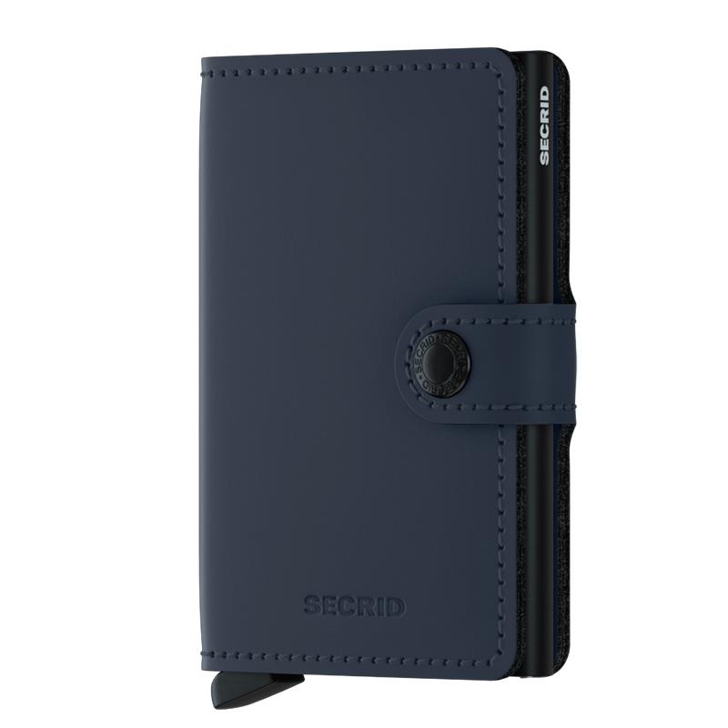 MINI CARTEIRA SECRID MASCULINO DE COURO NA MATTE NIGHTBLUE 4 CARTOES EM RELEVO AZUL ESCURO