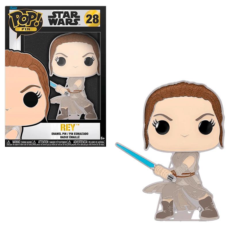 FIGURA COLECIONAVEL POP PIN ESMALTADO STAR WARS REY GLOWS IN THE DARK 28 SEM MARCA FUNKO