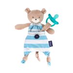 PORTA CHUPETA CHICCO POCKET FRIEND DE PELUCIA AZUL MARROM 8012200