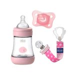 KIT CHICCO MAMADEIRA/ CHUPETA/ PRENDEDOR DE CHUPETA LOVELY BABY GIRL 2021161