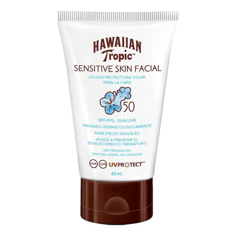 PROTETOR SOLAR HAWAIIAN TROPIC FACIAL PELE SENSIVEL 50 SPF 60ML ART.8816