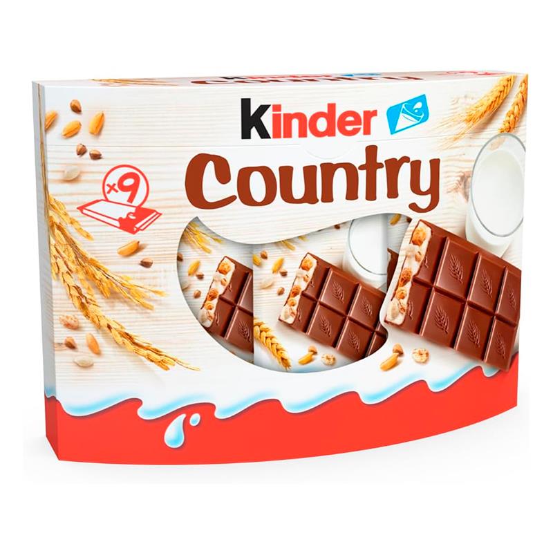 BARRA DE CHOCOLATE KINDER COUNTRY COM CREME DE LEITE 211,5G