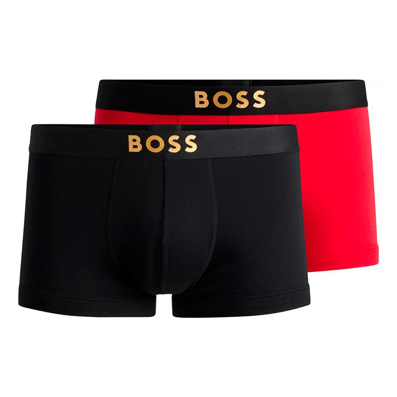 CUECA BOXER MASCULINO HUGO BOSS ADULTO VERMELHO ABERTO TRUNK 2P RIB GIFT 10160082 01 TAM M