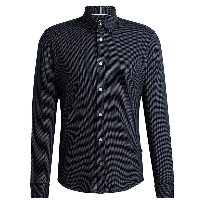 CAMISA MASCULINA HUGO BOSS ADULTO ML SHIRT CROANKENTC1243 10261411 01 AZUL ESCURO TAM S