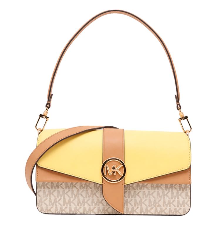 BOLSA FEMININA MICHAEL KORS 30H1GGRL8V-798 BRANCO E AMARELO
