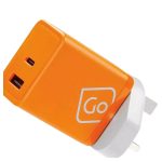CARREGADOR GO TRAVEL C/PLUGUE UNIVERSAL GAN CHARGER 65W BRANCO LARANJA