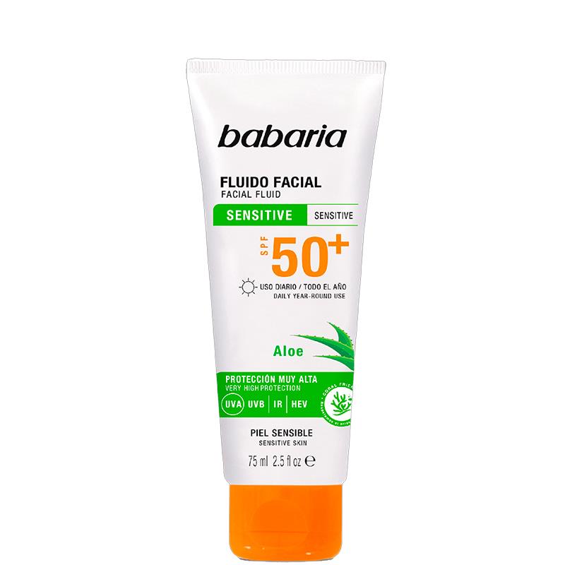 FLUIDO FACIAL LEVE BABARIA 84104124901 COM PROTECAO SOLAR SPF50+ IDEAL PARA PELES SENSIVEIS 75ML