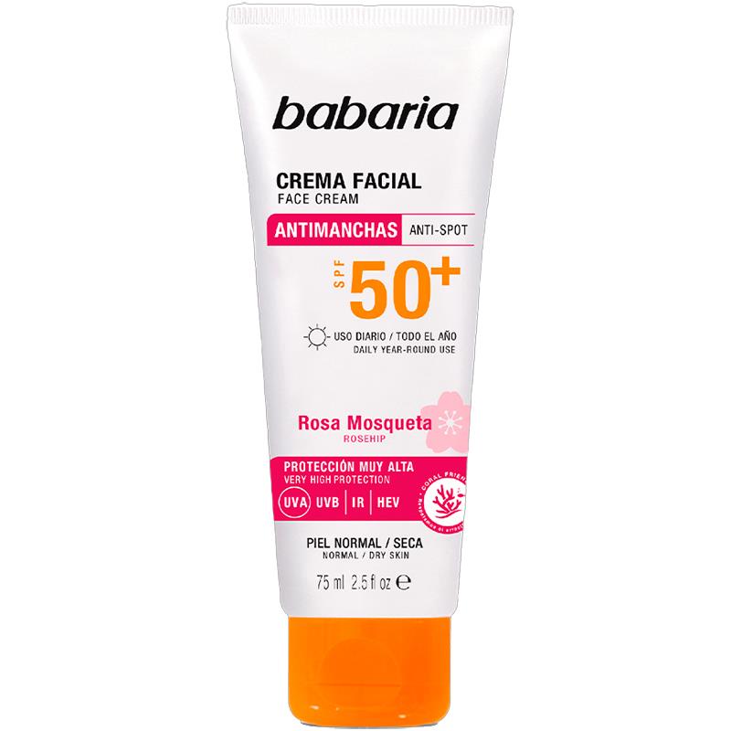 CREME FACIAL SOLAR BABARIA COM EFEITO ANTIIDADE E PROTECAO SOLAR FPS50+ 75ML
