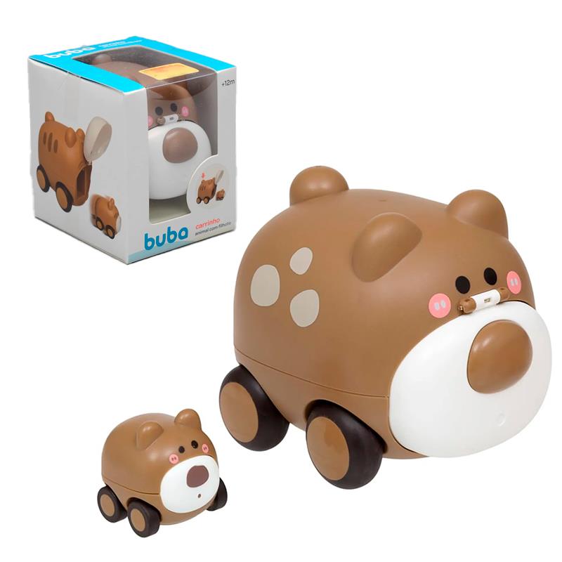 CARRINHO BUBA ANIMAL COM FILHOTE 17245 MARROM