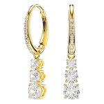 BRINCOS SWAROVSKI STILLA ATTRACT TRILOGY DROP ROUND CUT 5734480 WHITE GOLDTONE