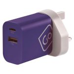 CARREGADOR GO TRAVEL C/PLUGUE UNIVERSAL USBA USBC BRANCO AZUL