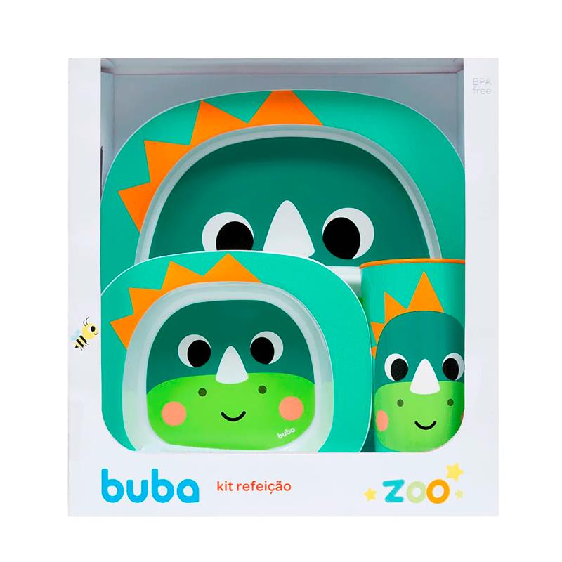 KIT REFEICAO BUBA BUBAZOO DINO PRATO 350ML BOWL 300ML COPO 250ML 16306